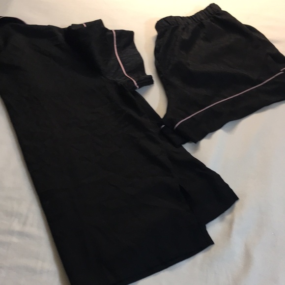 Black Victoria secret black with pink trim shorts sleep set size XS /XP - Picture 5 of 5
